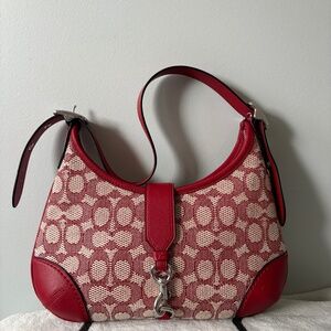Coach Hamptons Hobo Bag In Red Signature Jacquard
